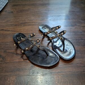 Mix No. 6 Black Jelly Studded Slide Sandals